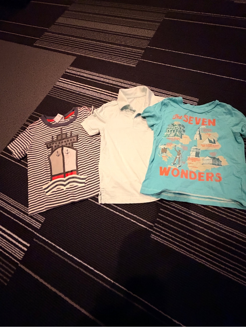 Bundle of 3 boys short sleeve shirts size 2. Nautical, collared and travel